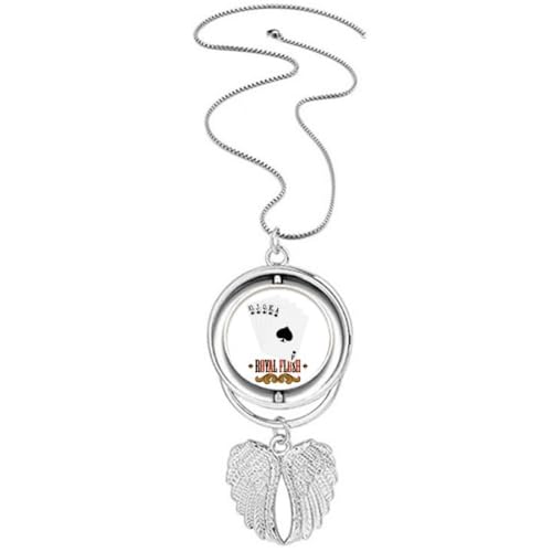 Collier Royal Flush et Ailes d'Ange Bijou Rotatif Idée Cadeau Idéale pour Homme