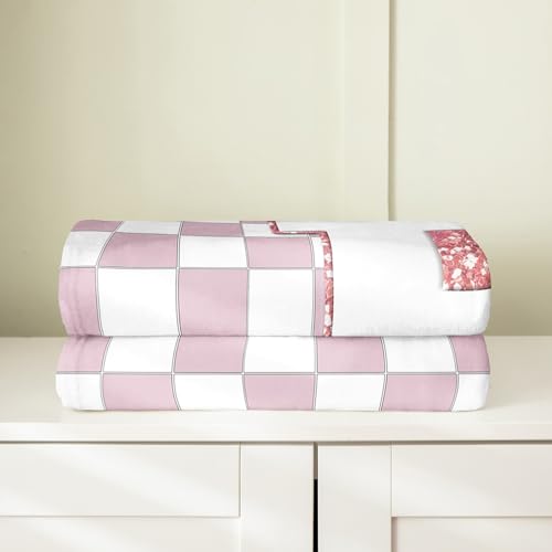 Image of Erosebridal Pink Initial P Fleece Blanket Throw 50 inchx60 inch Kawaii Plaid Checkered Flannel Blanket Cute Personalized Monogram Fuzzy Plush Throw for Kids Girls,Fashion Grids Gingham Decor for Bed Couch