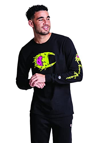 Champion Men's Heritage Long Sleeve Tee, Script Logo, Black-586679, X-Small