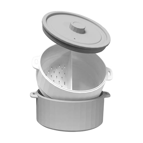 電子レンジスチーマー-耐熱キッチンツール、蓋付きシリコンフードスチーマー、調理アクセサリー、離乳食、コーンパスタ、料理の準備、家庭レストランでの使用に最適 (グレー)