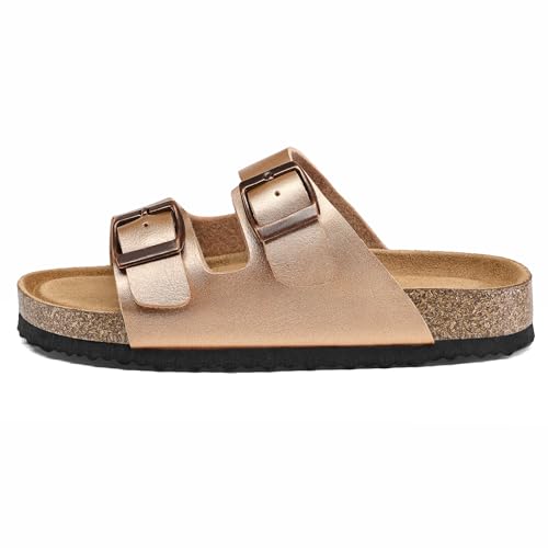 Image of K KomForme Kids Sandals Boys Girls Slide Cork Footbed Slipper with Adjustable Straps for Little Kid /Big Kid