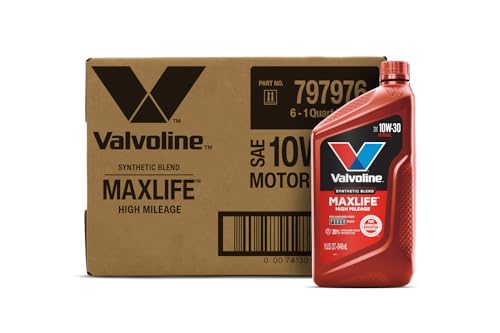 Image of Valvoline MaxLife High Mileage 10W-30 Synthetic Blend Motor Oil 1 Quart, Pack of 6