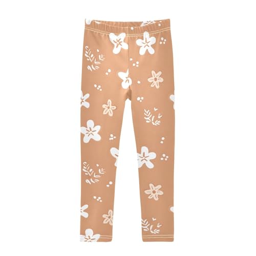 Little Flower Botanical Girls Leggings Ultra Soft Compression Yoga Gym Pants for Kids 4-10T