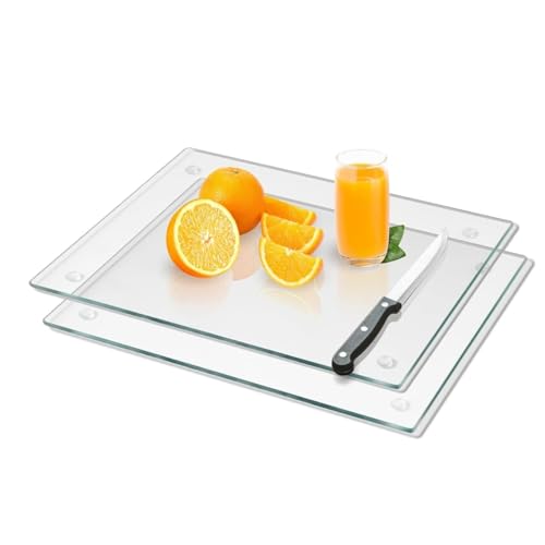 Tabla de cortar acrílica para encimera de cocina, 2 tablas de cortar transparentes con almohadilla antideslizante, tabla de cortar de frutas y verduras, tabla de cortar acrílica transparente para