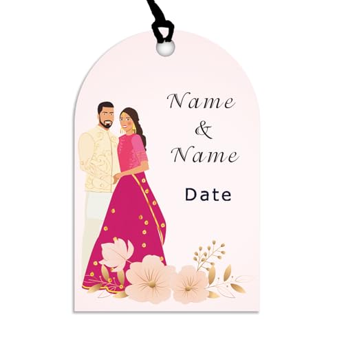 Image of Brown Cloud Personalized Emboss Gold Foil Printed Message /Name /Quote Gift Tags /Card /Label for Wedding Gifts /Favors (GT WEDD FOIL 003)(Pack of 40)