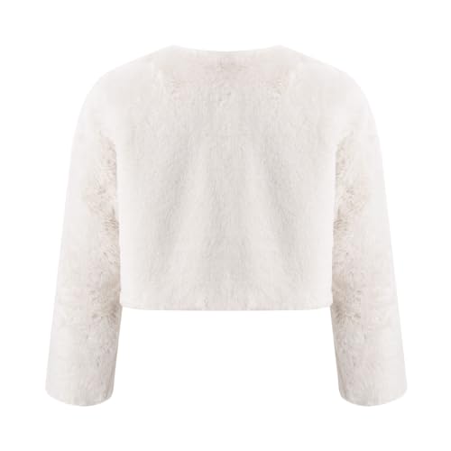 DINORMIN Kids Girls Open Front Crop Jacket Bolero Shrug Long Sleeve Cardigan Tops Flower Girl Dress Coat2