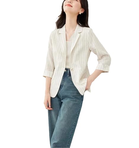 Bazers for Women Straight Thin Casual Blazer Women Spring Female Notched Three Quarter Sleeve Suit Jacket Overcoat