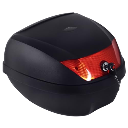 HOMCOM 28L Motorcycle Tail Box Helmet Top Case Motorbike Luggage Storage Trunk Carrier Mount Rack w/ 2 Keys