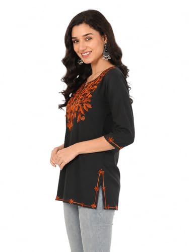 Image of Women's Pure Cotton Embroidered Short Kurtis