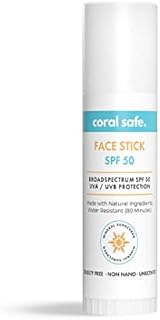 Reef Safe Sunscreen SPF 50 Mineral Face Stick, Hawaii & Mexico Approved, Biodegradable, Zinc, Vitamin E, Oxybenzone & Octinoxate Free, Water Resistant, Natural Ingredients, Made in USA by Coral Safe