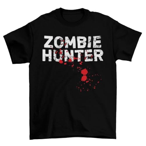 gfu6dle Zombie Hunter T-Shirt Unisex Adult Funny Sizes Halloween Blood Splatter Black M