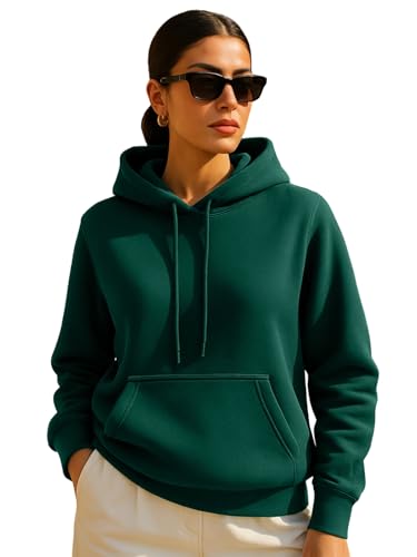 Image of JUNEBERRY Cotton Spun Casual Solid Full Sleeves Women Stylish Hooded Neck Regular Fit Hoodie for Winter