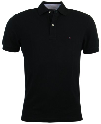Tommy Hilfiger Men's Classic Fit Solid Color Short Sleeve Logo Polo Shirt - M - Black