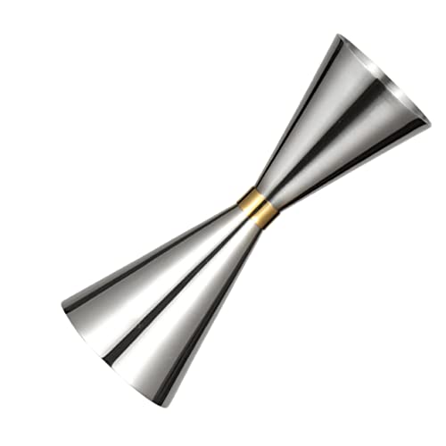GRIRIW Cocktail Jiggers Steel Cups Drink Strainer Embossed Measuring Cup Bar Tool