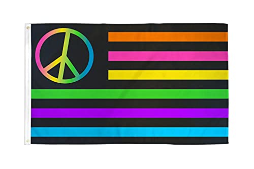 AZ FLAG, Neon Usa Peace Flag, 3x5 Ft, 100D Polyester American Banner with Two Metal Grommets, Fade Resistant, Vivid Colors