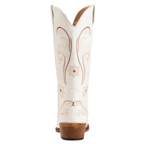 Image of IUV Cowboy Boots For Women Mid Calf Cowgirl Boots Embroidered Pull-On