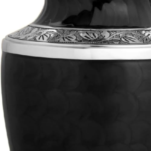 Image of Alpha Living Home Urns for Human Ashes Adult Female and Male 200+ Cubic Inches, Decorative Burial Urn, Funeral Cremation Urns for Women and Men, Handcrafted Urn for Ashes Adult 10 inch Black Silver