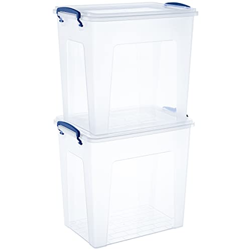 Image of Superio Storage Bins with Lids, Clear Plastic Containers for Organizing, Stackable Totes, BPA Free, Odor Free, Organizer Boxes for Home, and Dorm (2 Pack, 14.25 Qt)