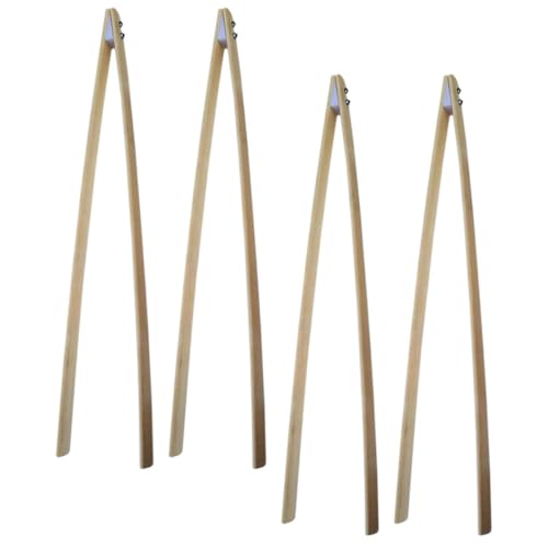 POPETPOP Pinces à Déchets en Bambou Lot de 4 Outils de Ramassage Extensibles pour Ramasser les Ordures sur Pelouses et Meubles Difficiles d'Accès