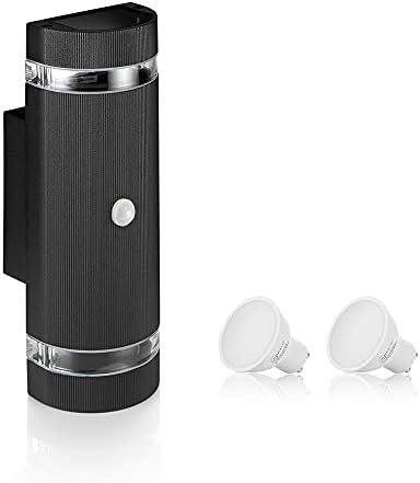 Auraglow Dusk Till Dawn Sensor Black Up & Down Outdoor Wall Security ...
