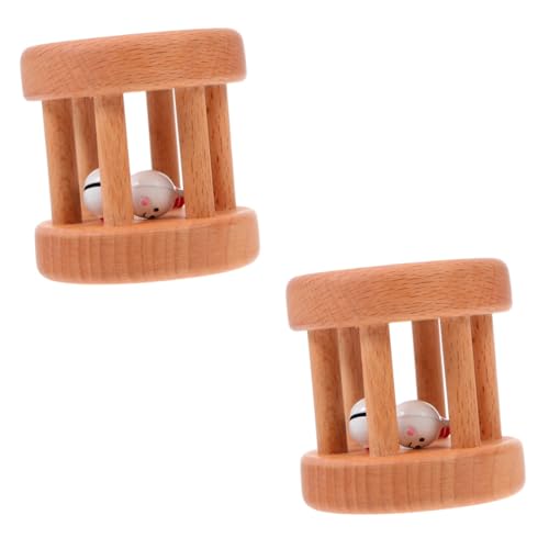 MUSISALY 2個 ベルを鳴らす ベビーラトルベルおもちゃ 音楽おもちゃ 細かい運動学習おもちゃ リズムおもちゃ 幼児のガラガラ音 雪だるまガラガラおもちゃ 赤ちゃん用木のおもちゃ 授乳玩具