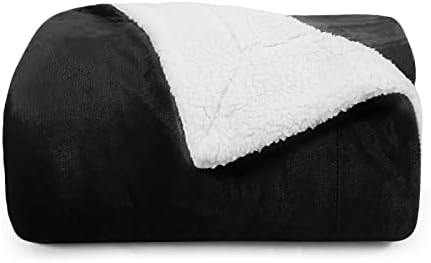 Aisbo Sherpa Fleece Blanket Throw Warm - Soft Fluffy Blankets for Bed Extra Large Throw King Size, Grey, 230x270cm