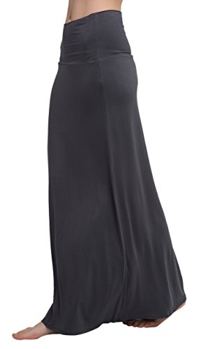 Image of Urban CoCo Women's Stylish Spandex Comfy Fold-Over Flare Long Maxi Skirt
