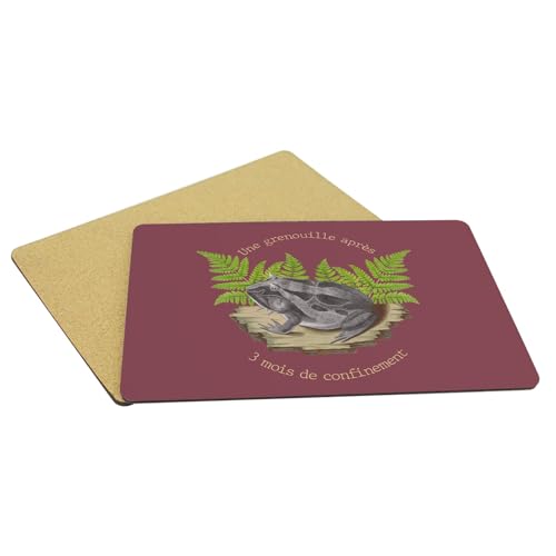 Sets de table rouge en liège x4 grand format motif grenouille