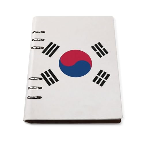 A5 ノート リフィル対応 韓国 国旗 PUレザー 手帳型 ビジネスノート 6穴 バインダー 書きやすい リングノート 多機能 メモ帳 学生 社会人 仕事用 おしゃれ