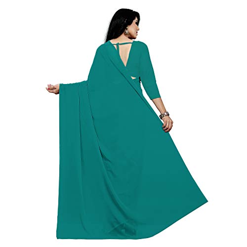 Image of StyleScope Women's Plain Georgette Saree With Georgette Plain Matching Unstitched Blouse Piece (Plainn)