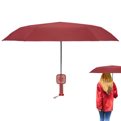 Paraguas plegable con ventilador, paraguas con ventilador, fácil antiestático, bloqueo UV, resistente al viento, recargable para protección contra el calor, refrigeración para el verano