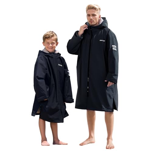 Owntop Swim Parka Kids Adult | Waterproof & Sherpa Lining | Velcro Arm Patch | Oversized Hooded Surf Poncho Changing Robe