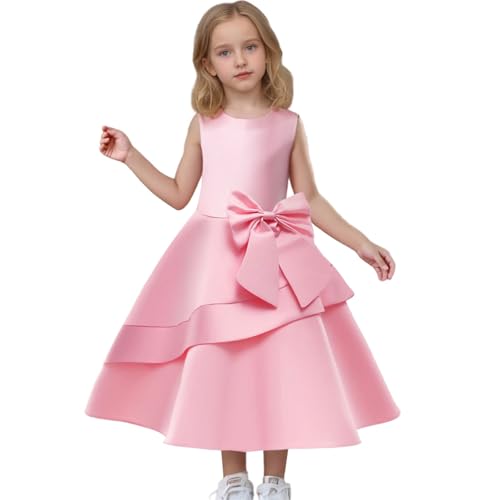 Vestido de princesa para niña de fiesta: traje de media longitud con lazo para niños pequeños