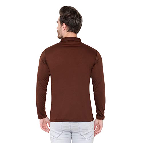 Image of Men's Cotton Blend Full Sleeve Zip Neck Polo T-Shirt (Pack of 1)