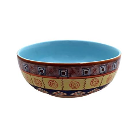Gall&Zick Salad Bowl Ceramic Hand-Painted Multi-Coloured, blue, Klein Cover