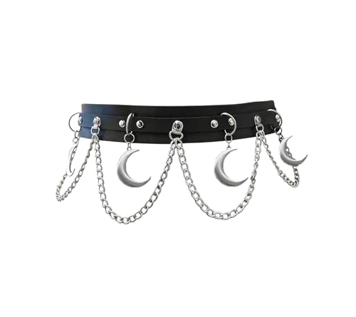 BXYHQ Gothic Moon Waist Chain Belt - Goth Rave Witch Accessories Halloween Christmas Jewelry Gift for Women (Fit for Waist size28.7IN-35IN)