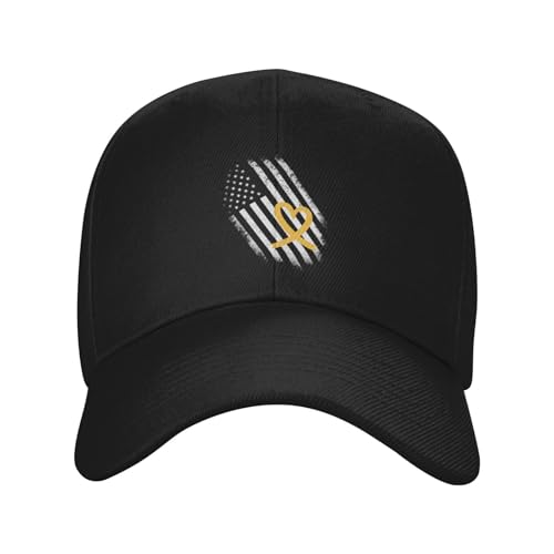 USA Flag Childhood Cancer Awareness Classic Duckbill Caps for Stylish Sun Protection Black