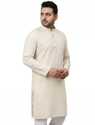 Image of Men's Cotton Blend Plain Kurta Comfortable and Stylish