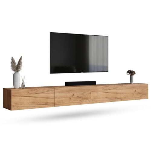 Planetmöbel Meuble TV West, Table TV 280 cm de Long, Meuble Tele Suspendu ou posé au Sol, Table...