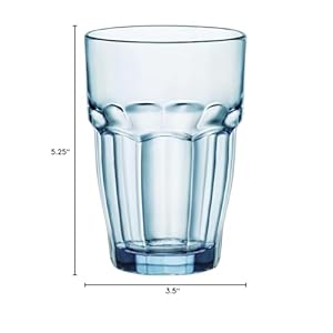 Bormioli Rocco Rock Bar Lounge 125 oz Stackable Long Beverage Glass for Cocktails Cold Drinks Soda or Water 6 Count Pack of 1 Ice Blue