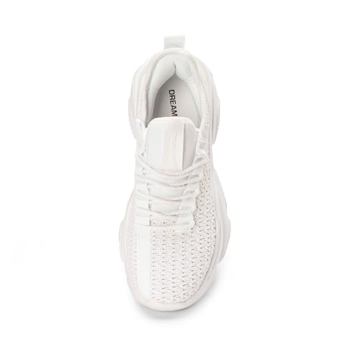 DREAM PAIRS DREAM PAIRS Women's Platform Chunky Fashion Sneakers Slip On Walking Stylish Lightweight Classic Casual Sneaker,Size 8,White,DWUMFN2507
