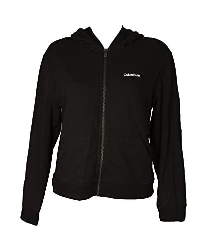 Calvin Klein Damen Hoodie mit Reißverschluss, Schwarz (Black), S