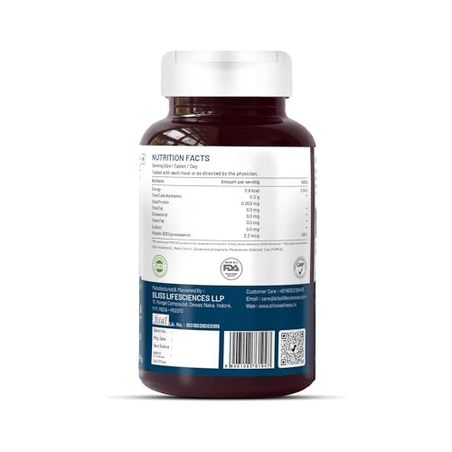 Bliss Welness Vitamin B12 100% RDA | Cynocobalamine | Boost Energy Levels Healthy Nervous System & Brain Function Supplement for Men & Women - 60 Vegetarian Tablets