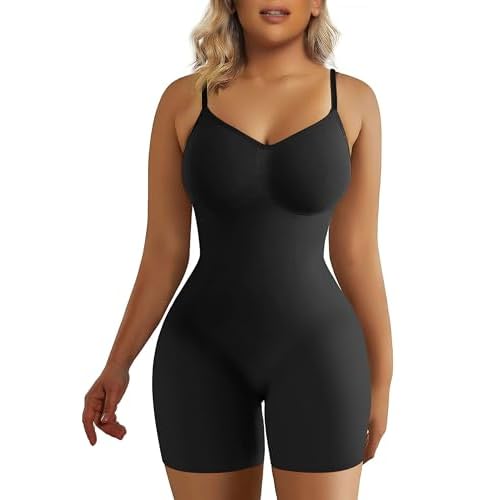 SHAPERX Shapewear for Women Tummy Control Bodysuit Mid Thigh Body Shaper Shorts for a Lifted Look