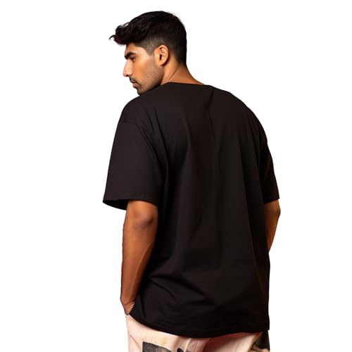 Image of prabhu bhakti Men's Oversized Bajrangbali BlackT-Shirt | Drop Shoulder Pure Cotton Oversized Tshirt for Men