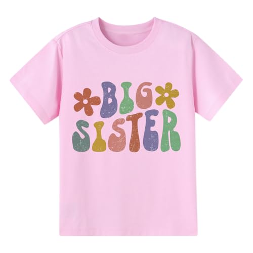 Image of Big Sister Announcement T Shirt Toddler Girls Promoted to Big Sister Tees Outfits 1-7 Years