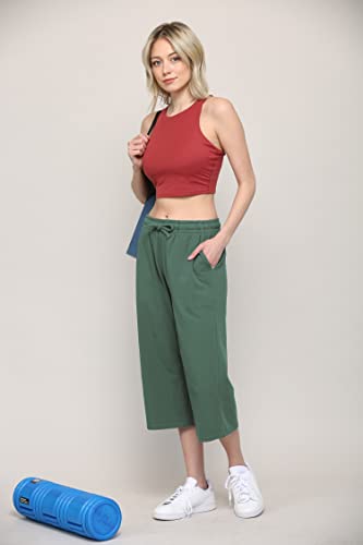 Image of Lock and Love Womens Capri Pants Loose Yoga Pants Wide Leg Drawstring Comfy Lounge Pajama Capris Sweatpants with Pockets