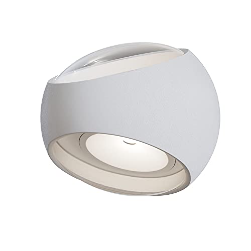 Aplique de pared exterior LED, moderno, estructura de aluminio color blanco, para jardín, casa, escalera, Lm: 350 Temperatura de color, K: 3000 IP54 230 V Cover