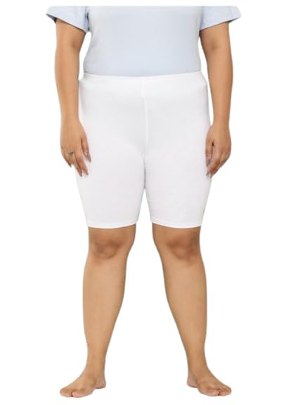 Mid Rise Mid Thigh Length Cotton Stretch Shorts with Concealed Waistband for Women | Soft Breathable Anti-Chafing Shorts | Comfortable Cycling Yoga Gym Shorts-image-28