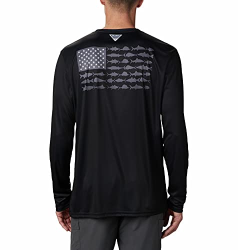 Columbia Men's Standard Terminal Tackle Pfg Fish Flag Ls, Black/Graphite, Medium #TOP1